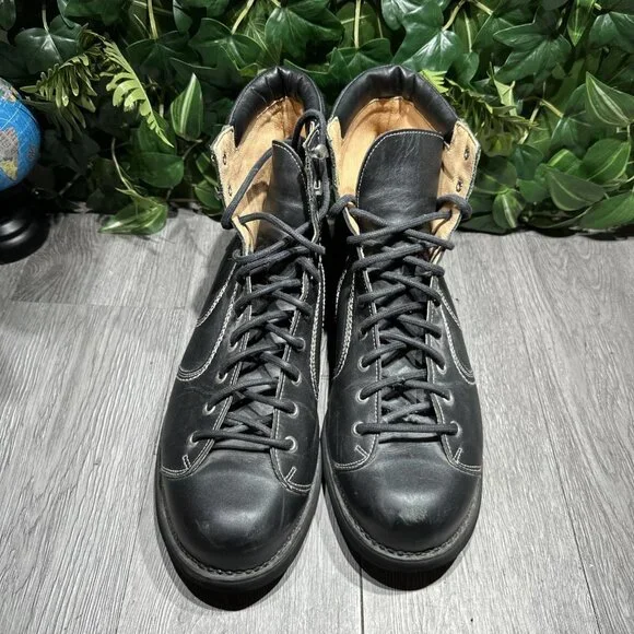 Vintage Mens John Fluevog Boots Black Lace Up Size 14